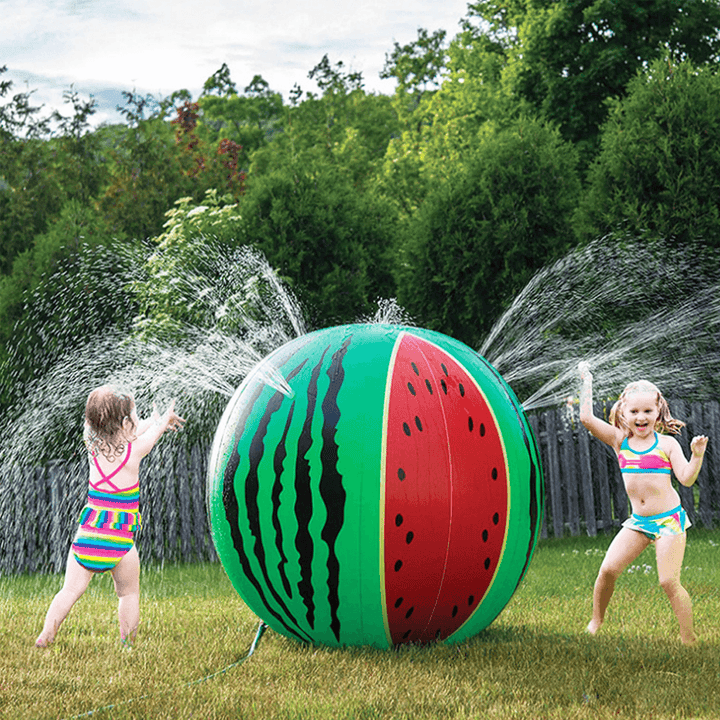 Inflatable PVC Water Spray Ball Watermelon Pattern Outdoor Beach Ball Lawn Water Play Entertainment Toys - MRSLM