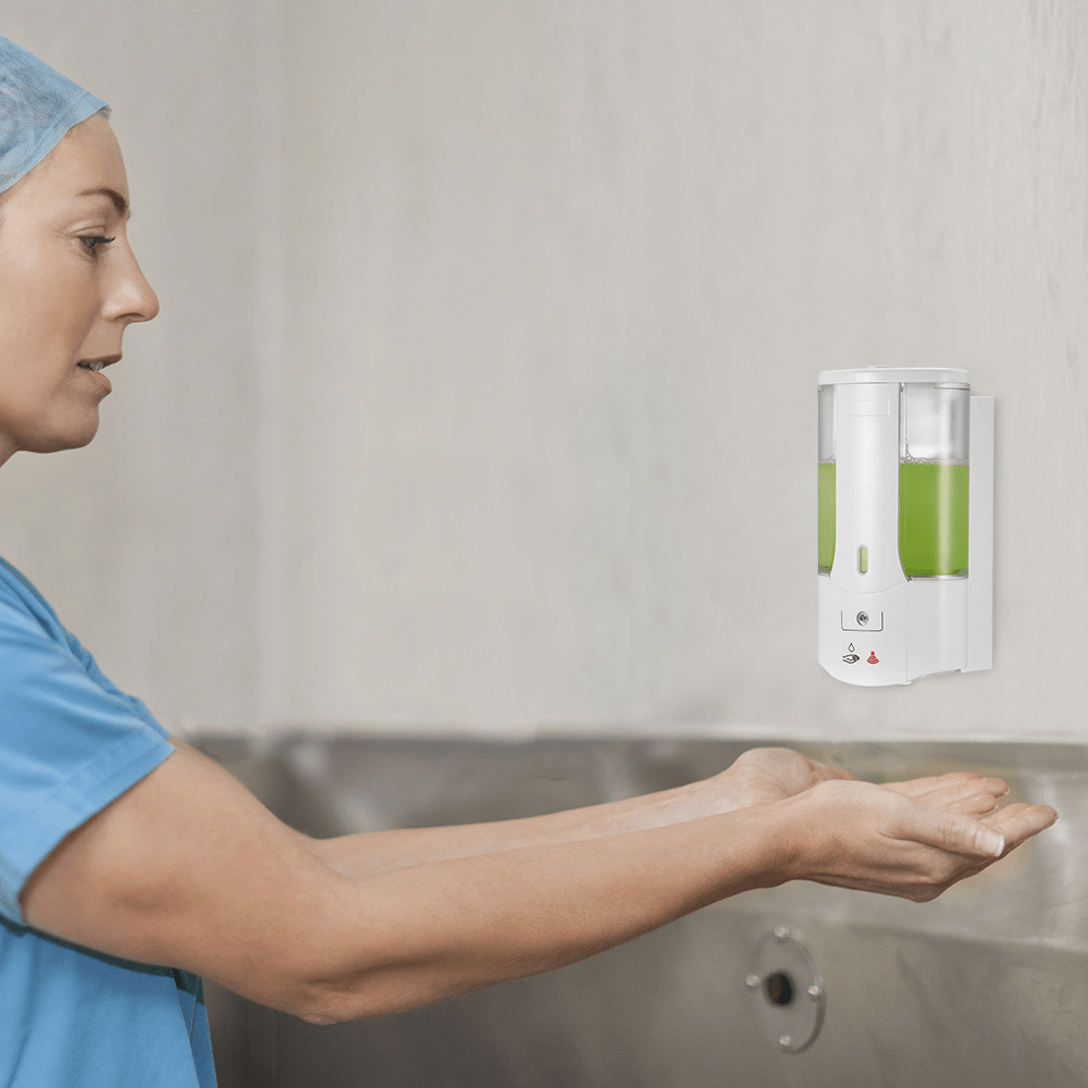 400ML Wall Mounted Automatic Soap Dispenser Hand Sanitizer Dispenser Smart IR Sensor Touchless Detergent Liquid Soap Dispenser for Kitchen Bathroom Hospital - MRSLM