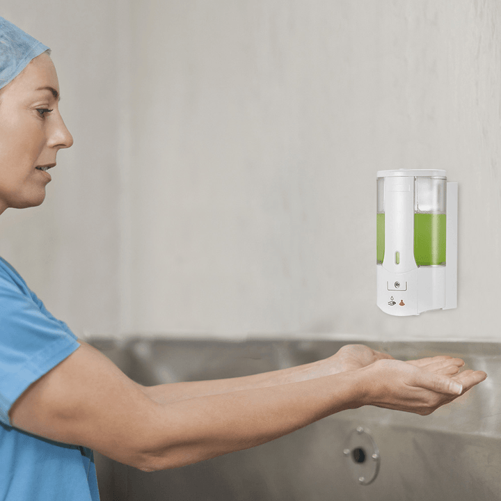 400ML Wall Mounted Automatic Soap Dispenser Hand Sanitizer Dispenser Smart IR Sensor Touchless Detergent Liquid Soap Dispenser for Kitchen Bathroom Hospital - MRSLM