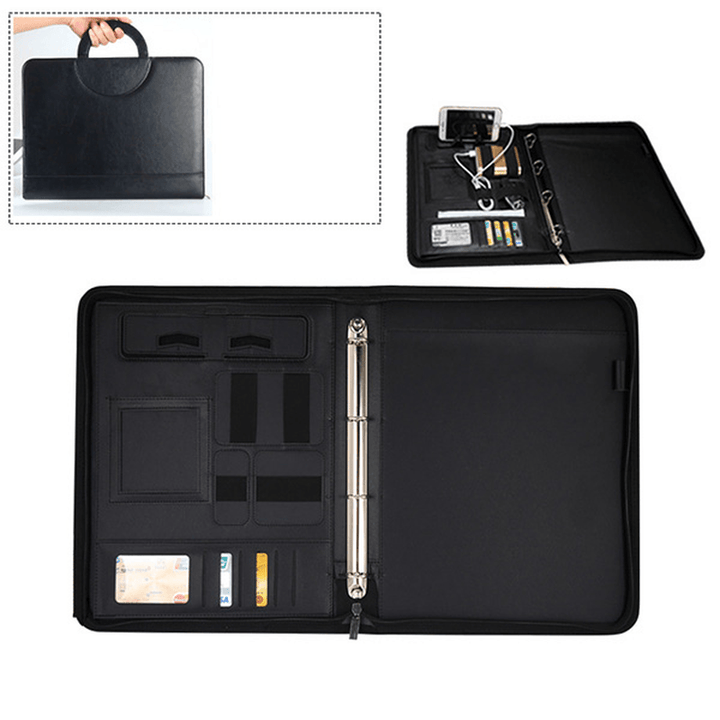 Men Multi-Function Folder Zipper Briefcase - MRSLM