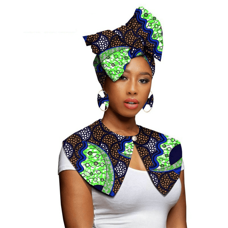 African Printing Batik Cotton Scarf Exaggerated Earrings Shawl African Earrings - MRSLM