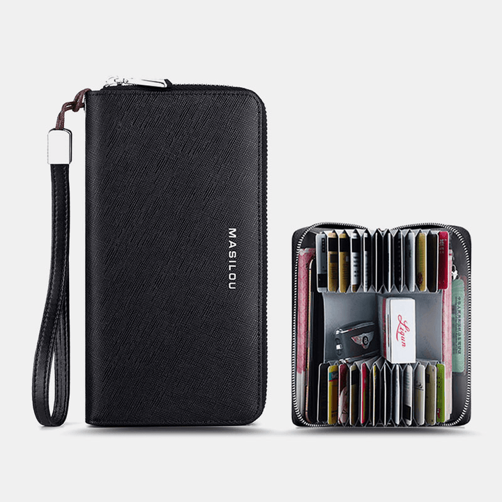 Women Long Large Capacity Genuine Leather Wallet Simple RFID Anti-Theft 6.5 Inch Clutch Wallet Multi-Card Slots Card Holder Purse - MRSLM