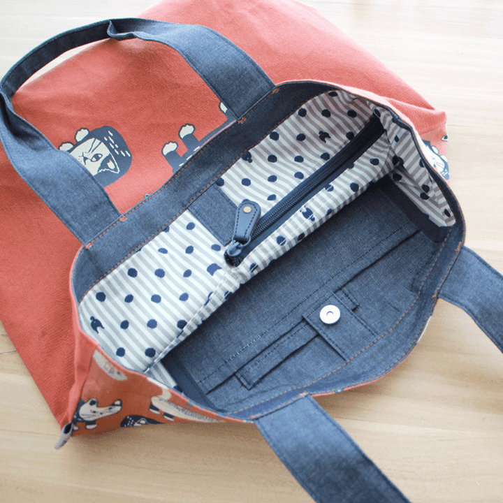 Women Casual Cat Pattern Handbag Tote Bag for Shopping - MRSLM