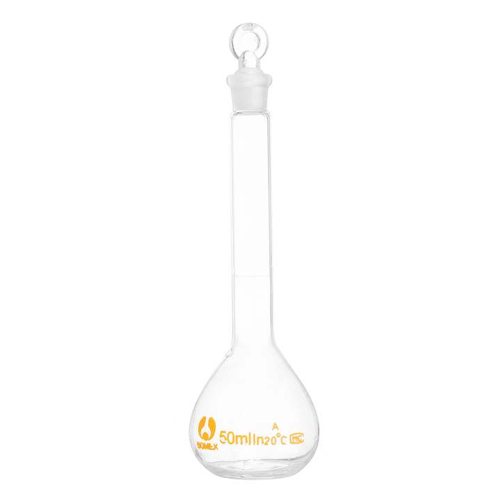 50Ml Clear Glass Volumetric Flask W/ Glass Stopper Lab Chemistry Glassware - MRSLM