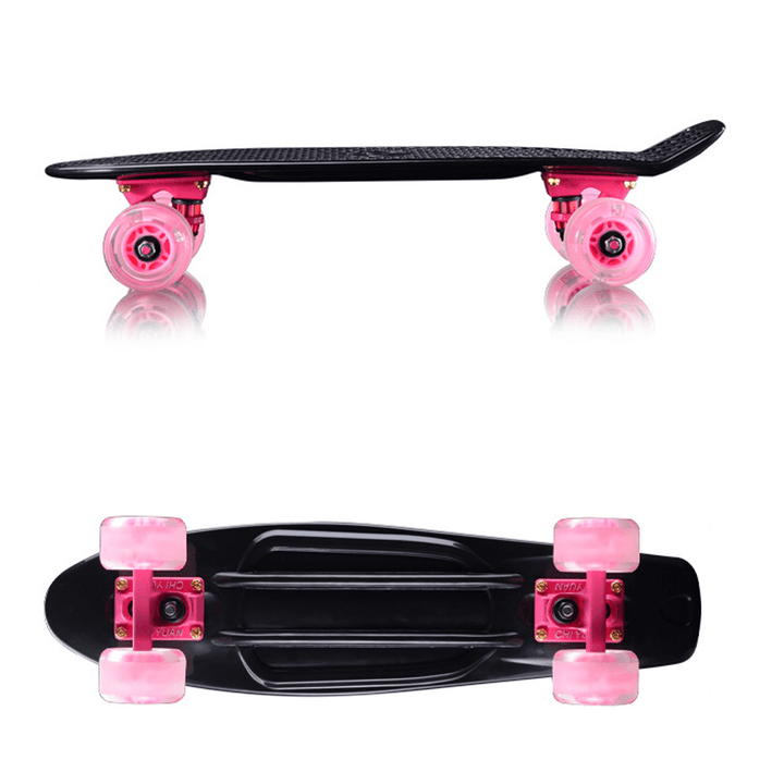 58X15Cm Cruiser Skateboard with ABEC-7 Bearing&Flashing Wheels Non-Slip Fish Board for Beginner＆Professional - MRSLM