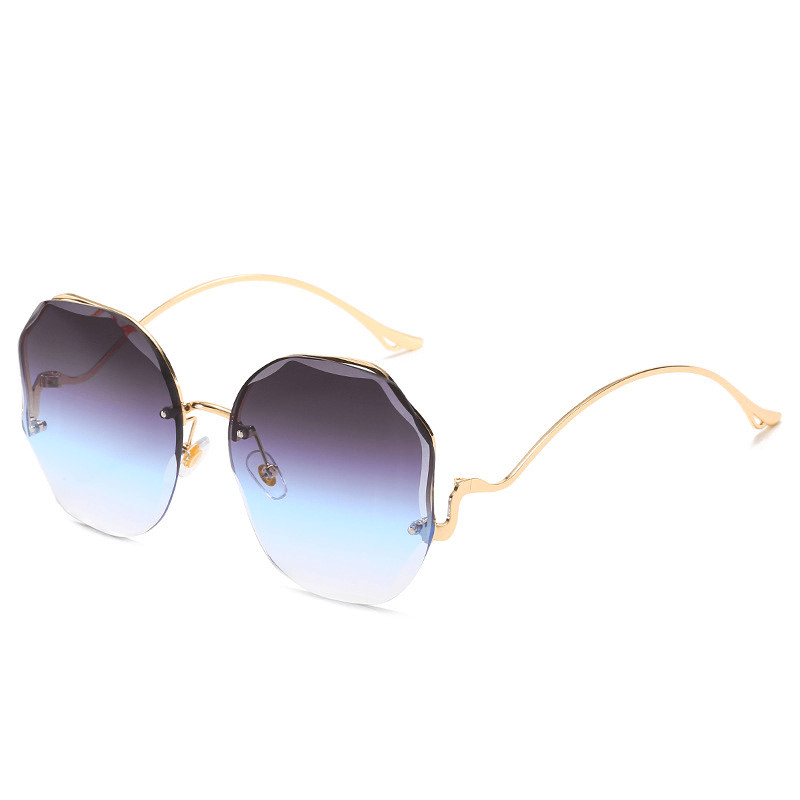 Fashion round Frame Sunglasses with Rimless Trim - MRSLM