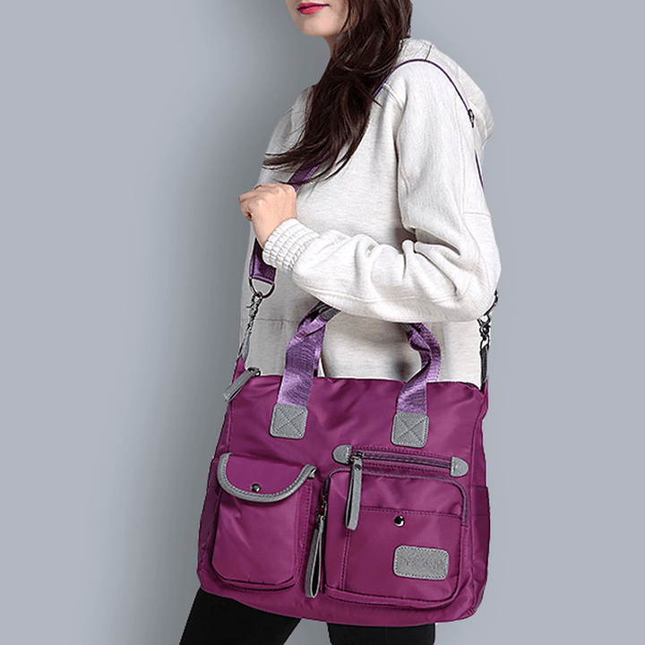 Women Nylon Waterproof Large Capacity Multi Pocket Multifunction Handbag - MRSLM