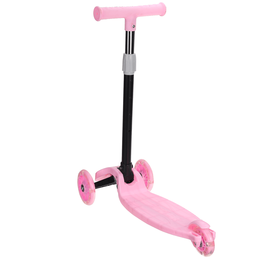 Kids 3 Wheel Foldable Scooters T-Bar Adjustable Riding Kick Scooters LED PU Flashing Wheels Exercise Balance for Kids Birthday - MRSLM