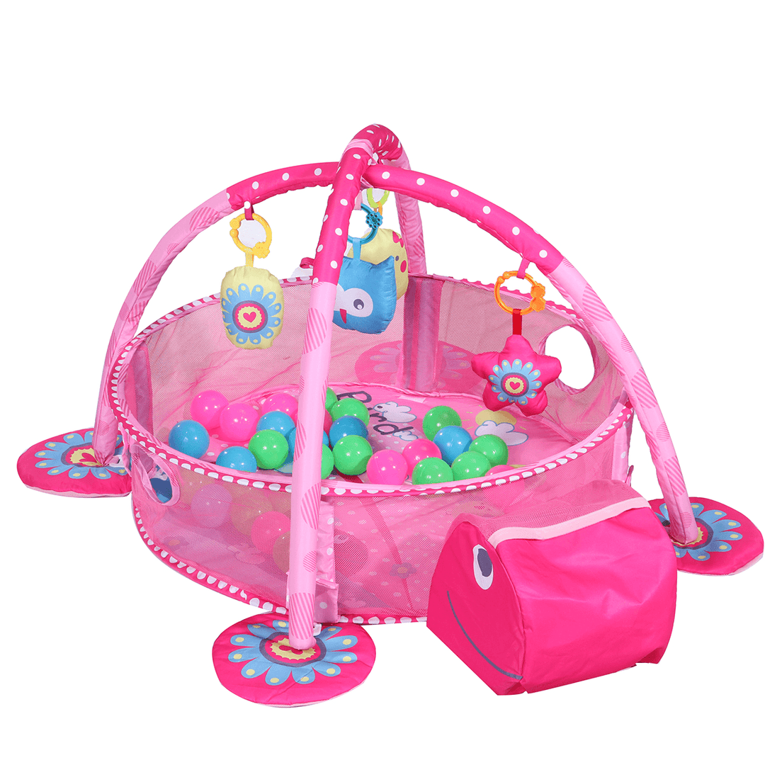 3-In-1 Children Play Mat Multifunctional Infant Activity Pad Playhouse Kids Gift with 30 Pcs Ocean Balls - MRSLM