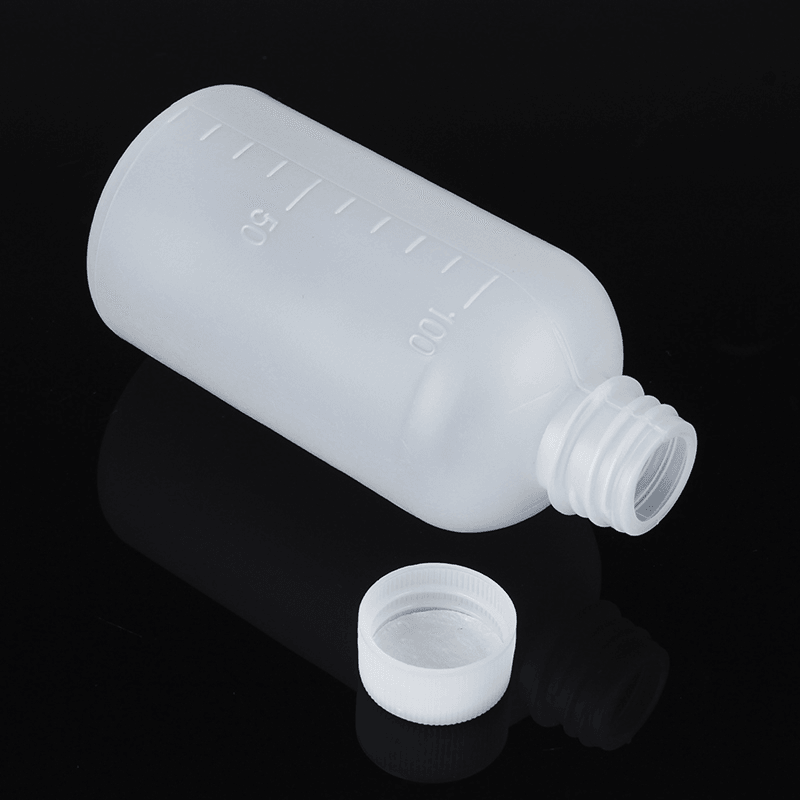 100Ml Empty Plastic Sample Reagent Liquid Storage Bottle Graduated Small Mouth Laboratory Container - MRSLM