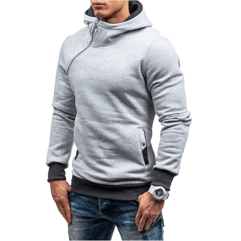 Men Zipper Dual Pockets Hooded Sweatshirt - MRSLM