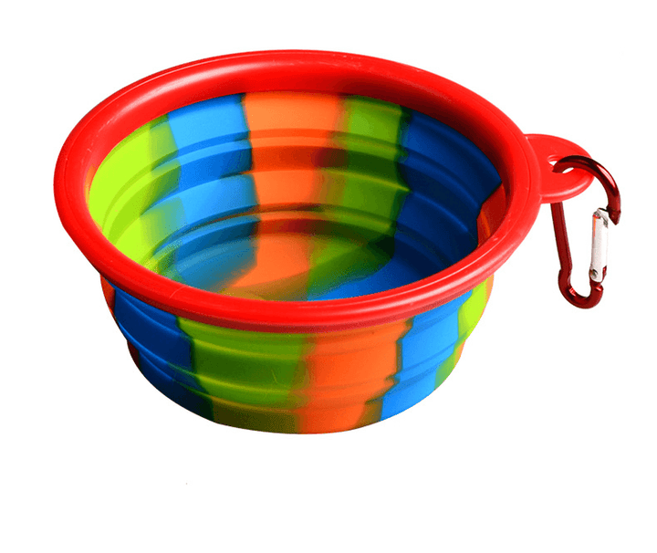 Camouflage Silicone Bowl Collapsible Portable Out Pet Bowl Cat and Dog Universal - MRSLM