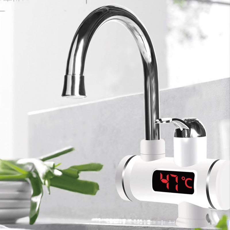 3000W Electric Heating Water Tap Temperature Display Hot Water Heater Faucet Home Bathroom - MRSLM