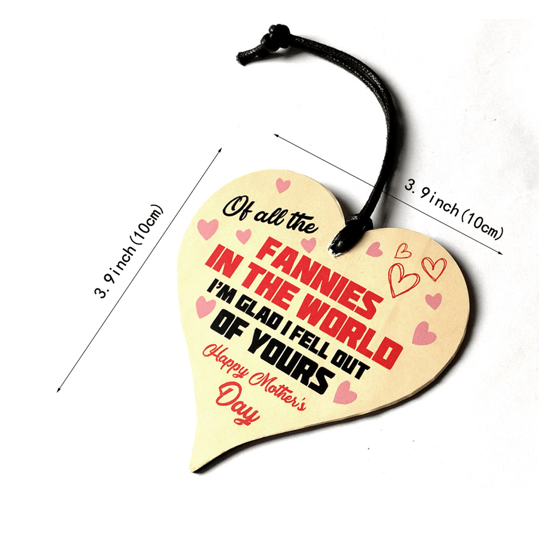 Wooden Heart Plaque Funny Rude Mothers Day Heart Gifts Novelty Daughter Son Decorations - MRSLM