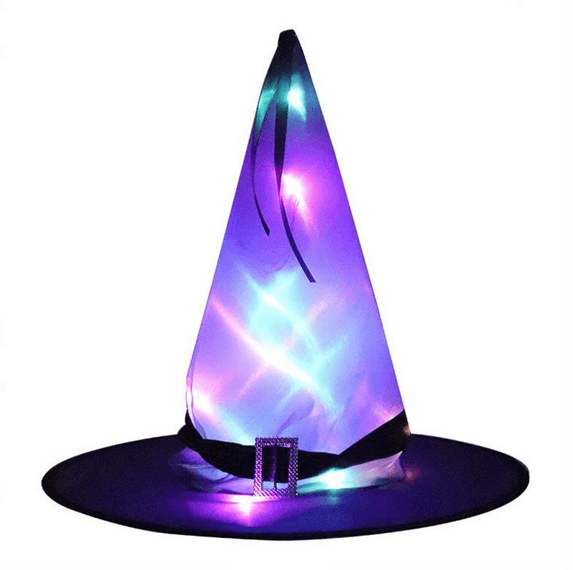 Halloween LED Costume Props Witch Hats LED Lights Cap for Halloween Outdoor Tree Hanging Ornament Home Glow Party Decor - MRSLM