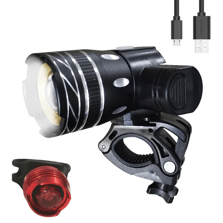 BIKIGHT T6 150LM Bicycle Headlight Powerful 1200Mah 3 Modes USB Rechargeable Bike Front Frame Light Cycling Camping with Taillight - MRSLM