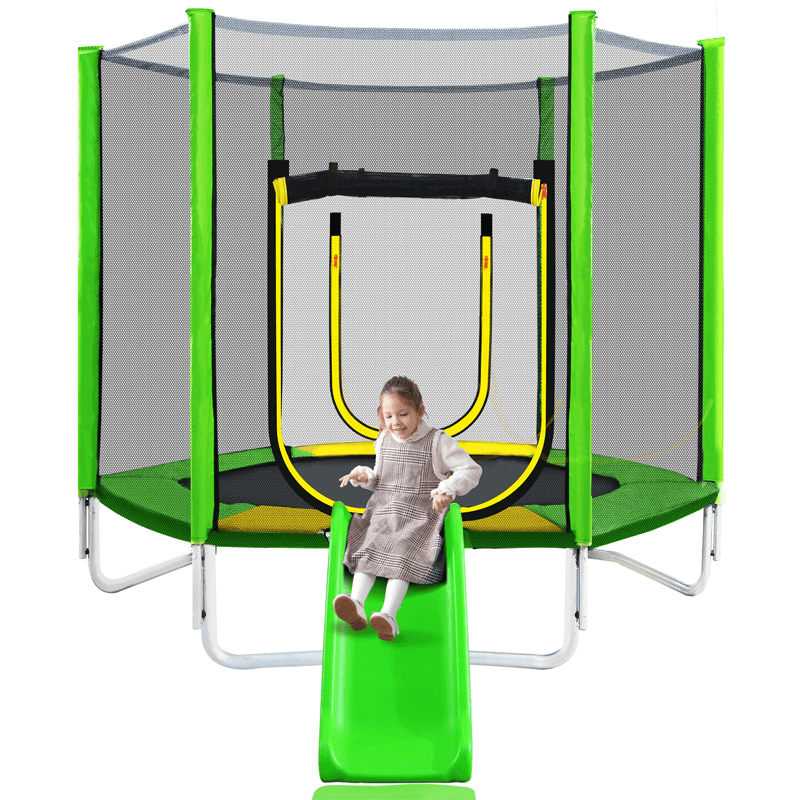 [US Direct] Bominfit 7Inch Fitness Trampoline with Slide Aerobic Jump Training Gym Exercise Jump Kids Adult Home Garden Exercise Tools - MRSLM