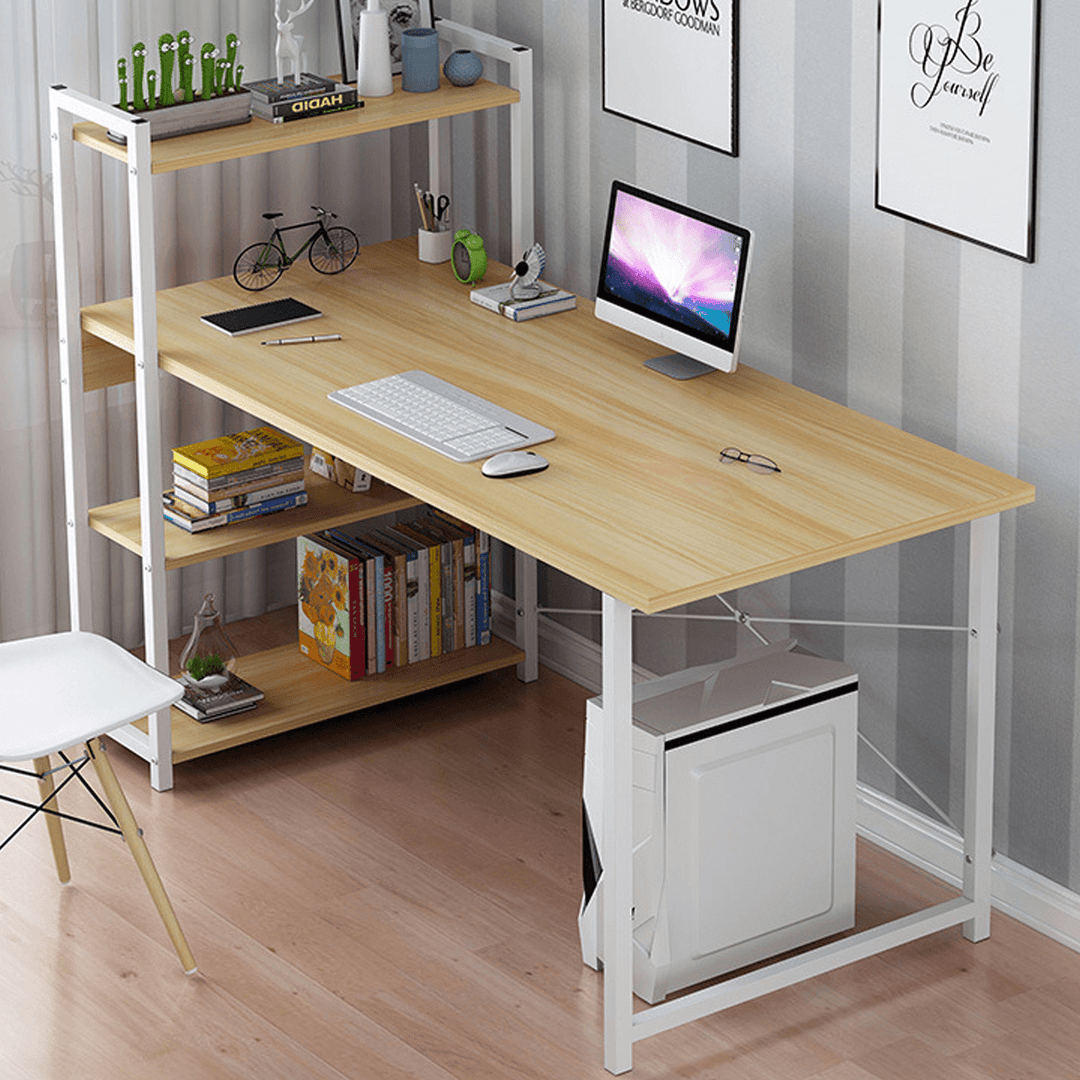 Computer Laptop Desk Writing Study Table Bookshelf Storage Rack Desktop Workstation with Storage Shelves Home Office Furniture - MRSLM