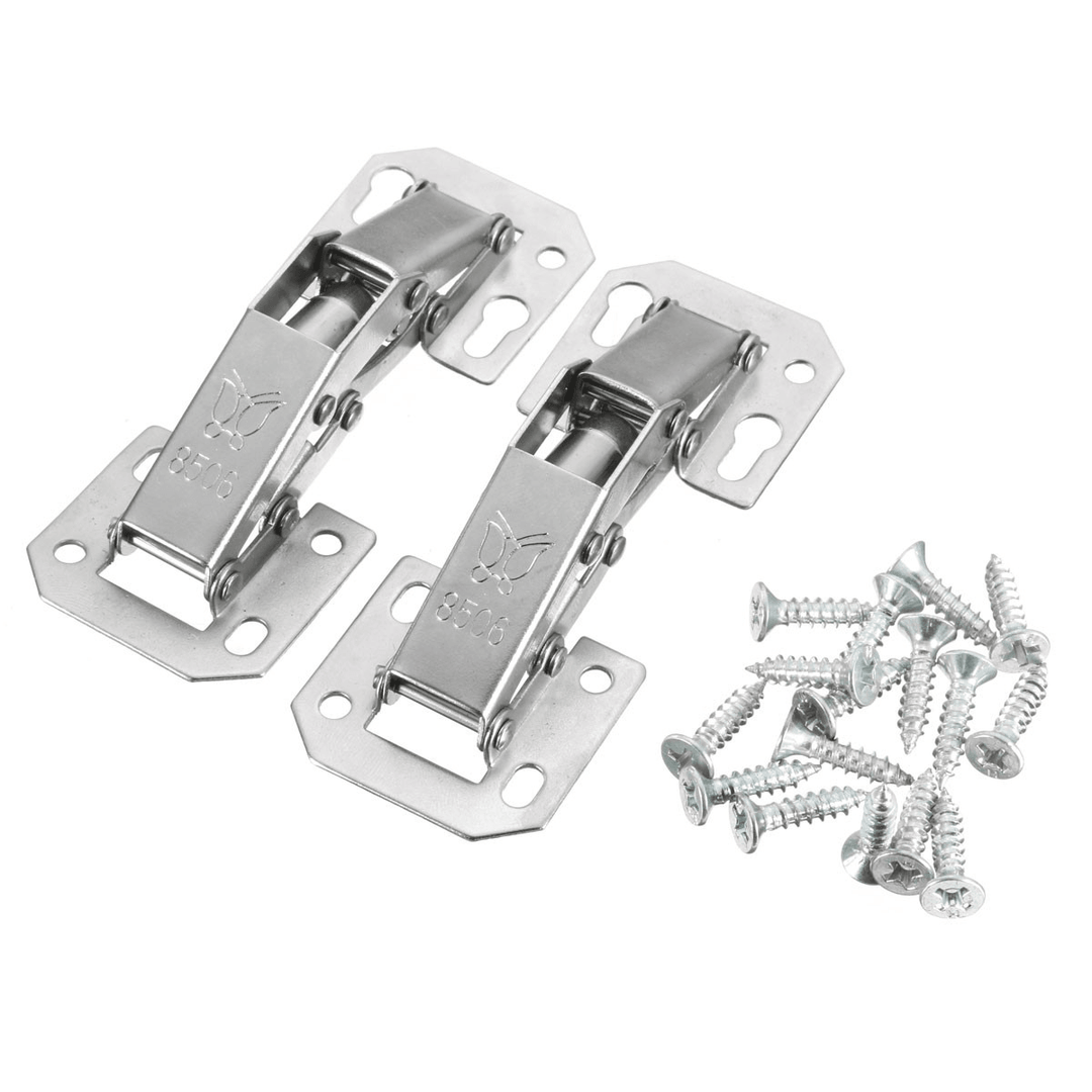 2Pcs Cabinet Bridge Hinge Cupboard Door Hinge 90° Easy Mount Concealed Cabinet Kitchen Cupboard Sprung Door Drawer Hinges - MRSLM