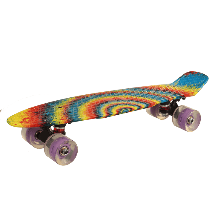 22'' Kids Completed Skateboard Long-Board Retro Banana Skateboard with Flashing Wheels for 6-12 Years Old - MRSLM