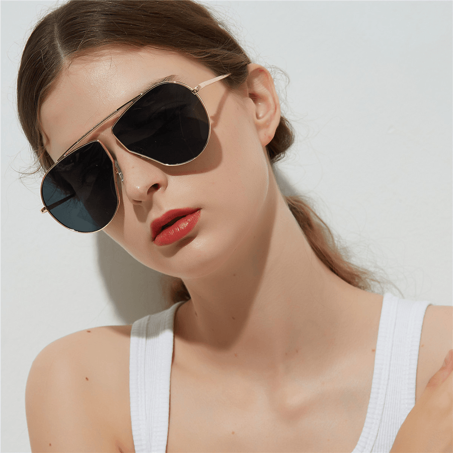 A1166 Polygonal Big Frame Sunglasses, Metal Frame Sunglasses for Women - MRSLM