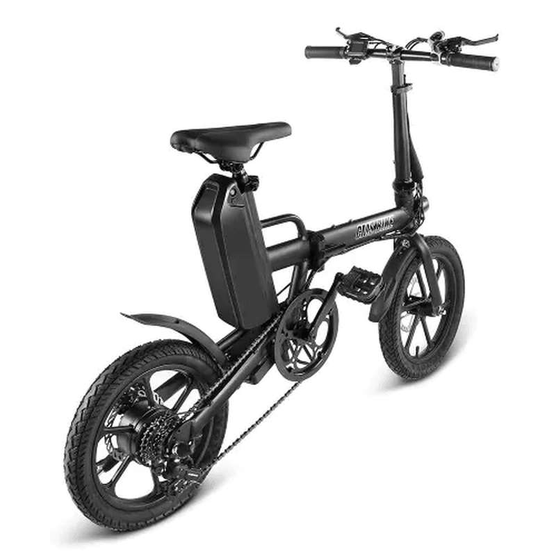 CMSBIKE F16-PLUS 13Ah 250W Black 16 Inches Folding Electric Bicycle 25Km/H 80Km Mileage Intelligent Variable Speed System Electric Bike - MRSLM