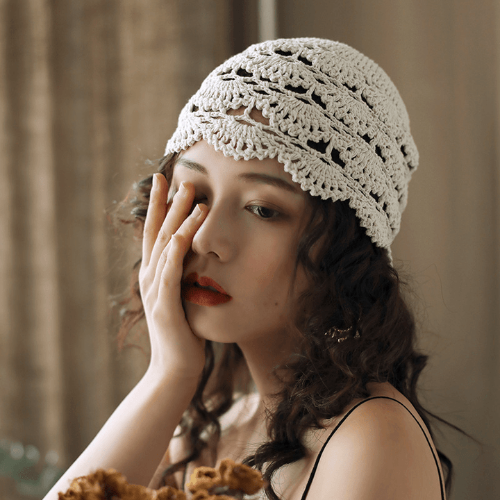 Hand-Crocheted Beanie Hat Retro Literary Casual Turban Hat - MRSLM