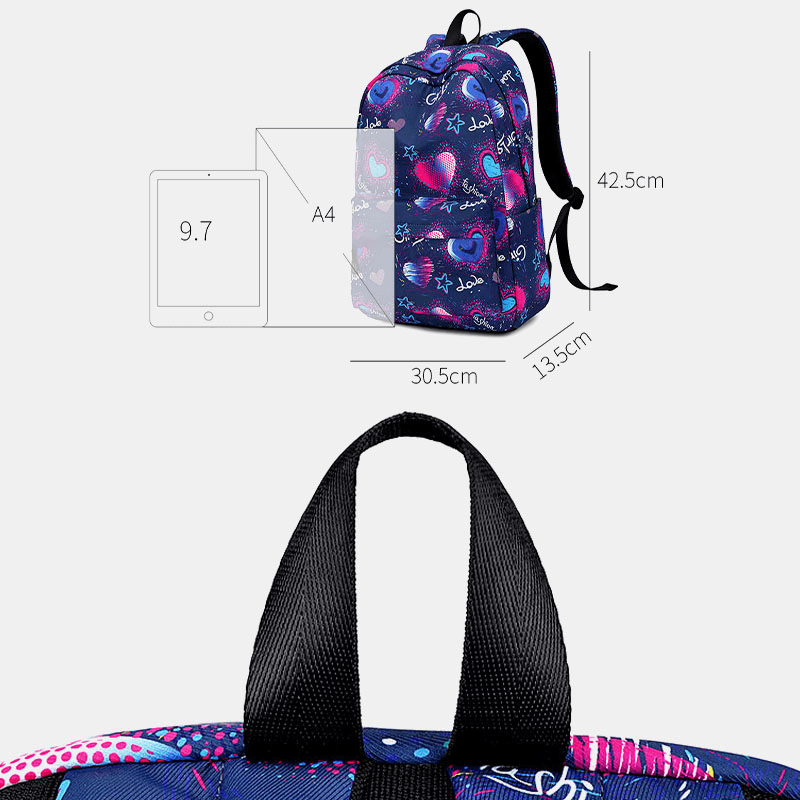 Love Pattern School Bag 15.6'' Laptop Backpack Rucksack Daypack - MRSLM