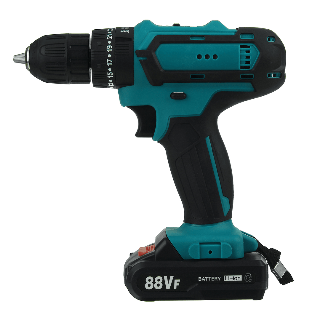 88VF Cordless Drill 3 in 1 Electric Screwdriver Hammer Impact Drill 7500Mah 2-Speed - MRSLM