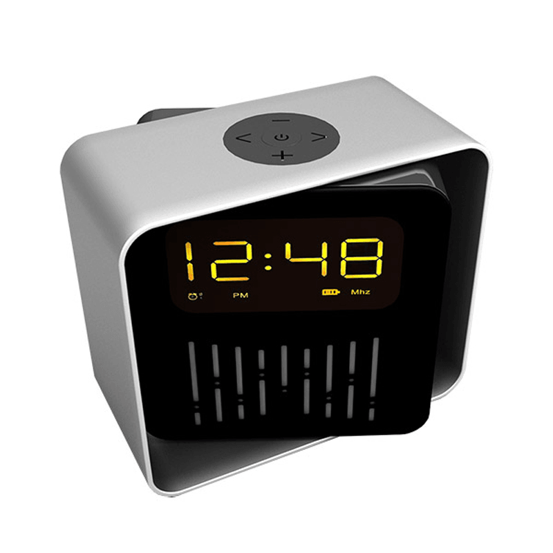 USB Charging LED BT/TF/FM Bluetooth Speaker 360 Rotation Radio Alarm Clock - MRSLM