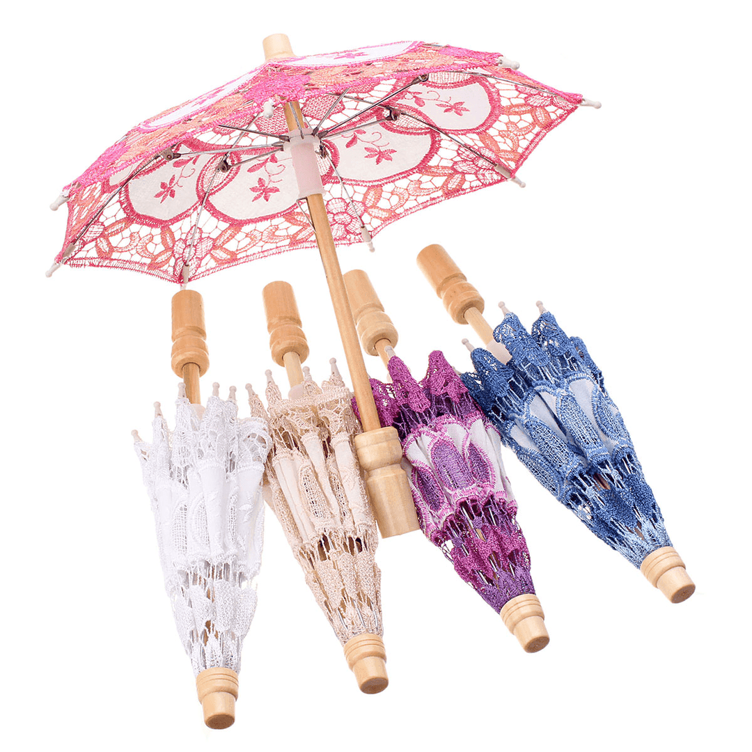 Lace Embroidered Umbrella Elegance Parasol for Party Bridal Wedding Decoration - MRSLM