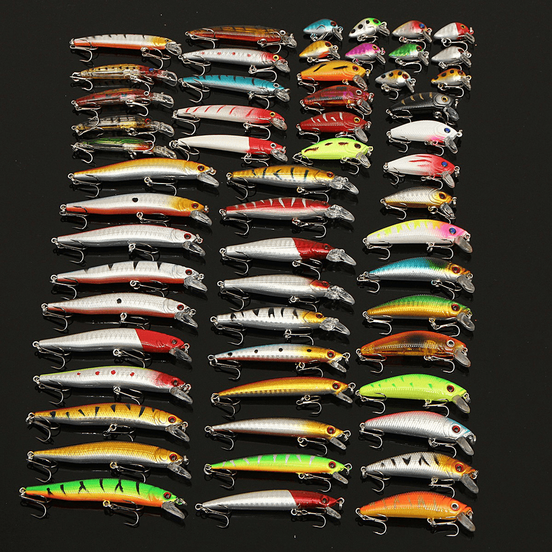 ZANLURE Lot 56 Mixed Minnow Fishing Lures Bass Baits Crankbaits Sharp Hooks Tackle Set - MRSLM