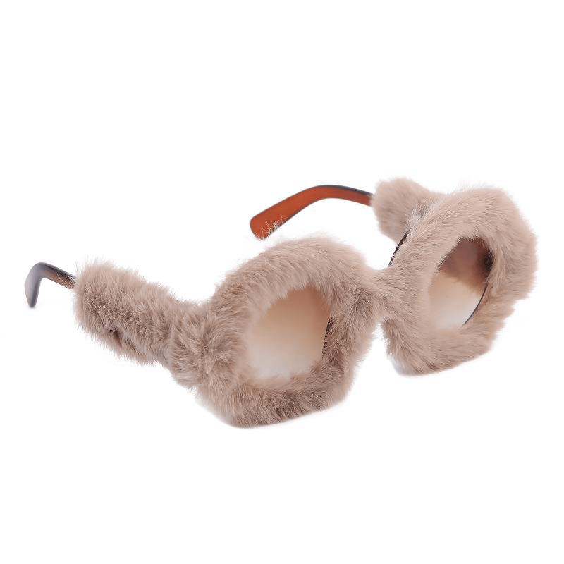 Fashion round Frame Plush Full Coverage Sunglasses for Women - MRSLM