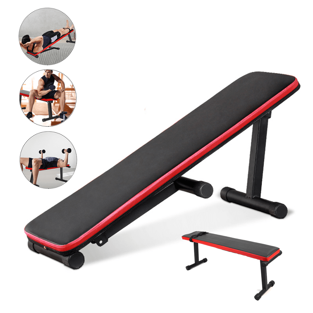 Folding Weight Bench Adjustable Strength Arc-Shaped Decline Sit up Bench Board Fitness Exercise Home Gym - MRSLM