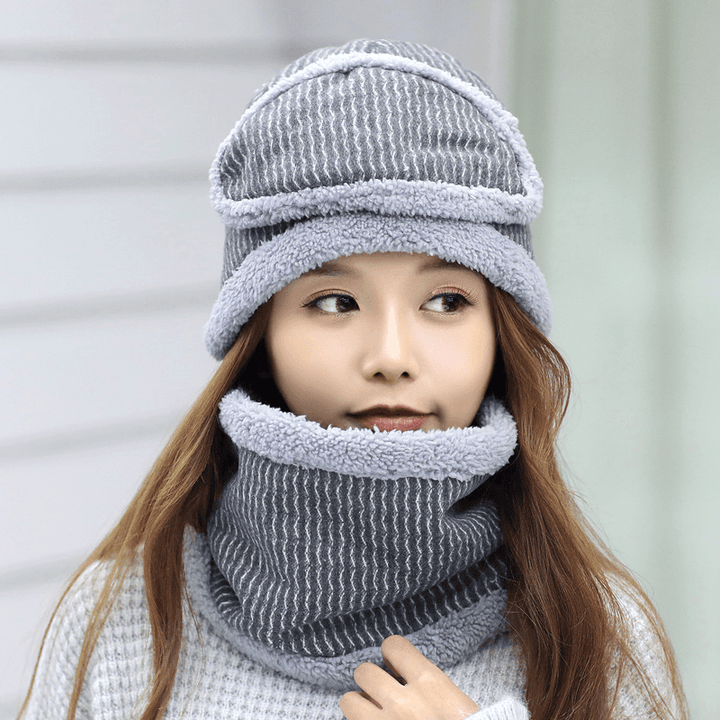 Women Thick Fleece Liner Multipurpose Knitted Hat Scarf - MRSLM