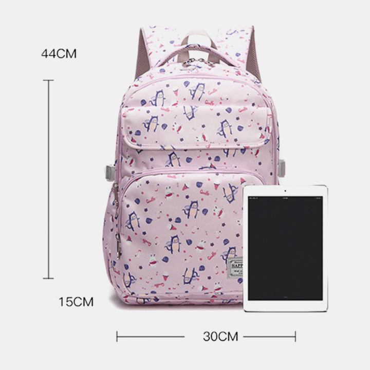 Women Waterproof Large Capacity Print Nylon Casual Backpack - MRSLM