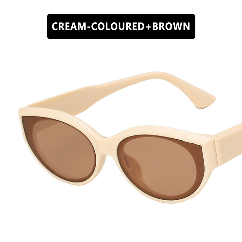 Fashion Ladies Solid Color Retro Hip Hop Oval Sunglasses - MRSLM