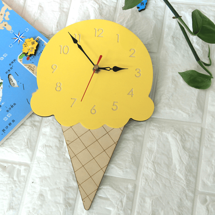 Home Cartoon Creative Wall Clock Living Room Acrylic Ice Cream Children'S Clock - MRSLM