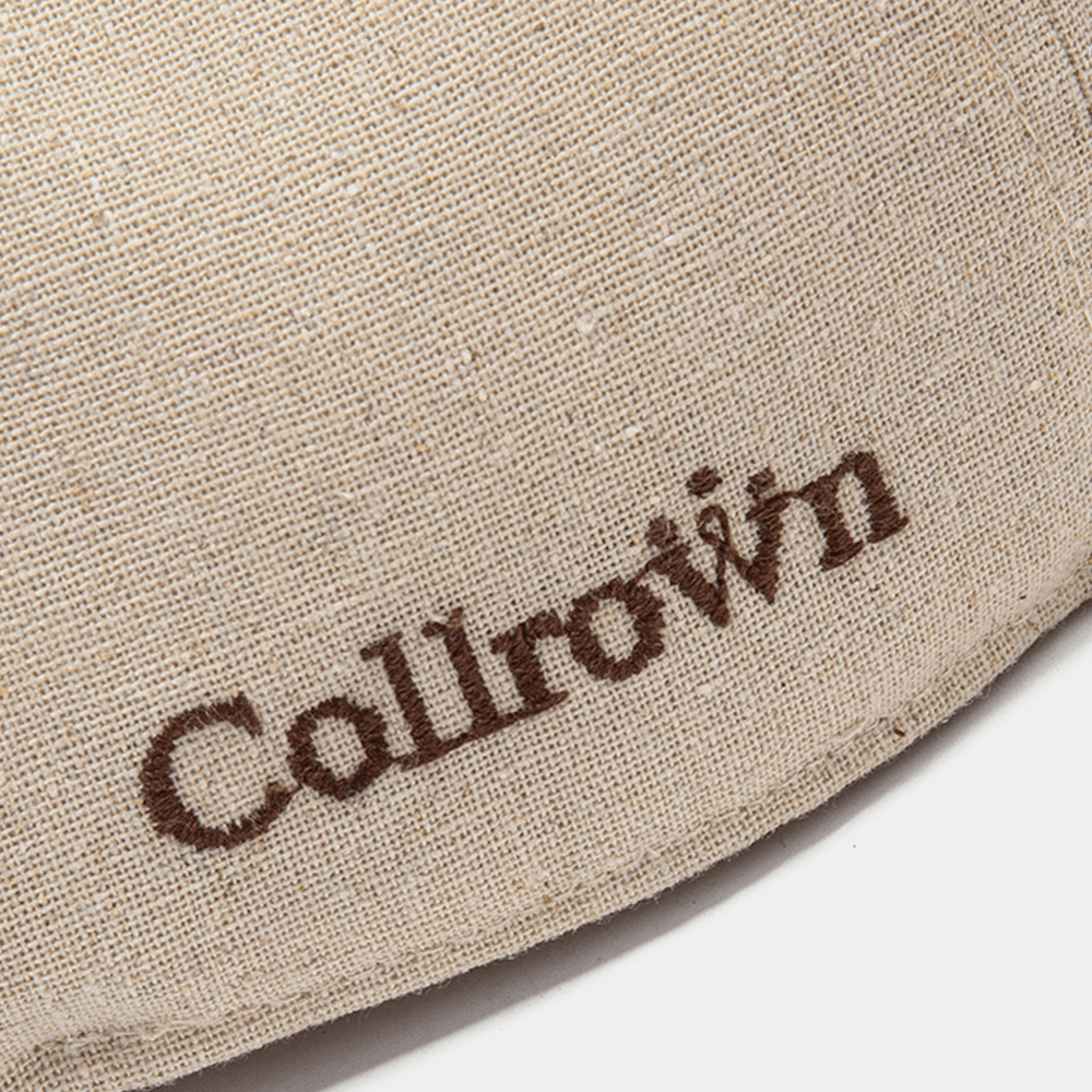 Collrown Men Cotton Solid Color Letter Embroidered Forward Cap Flat Cap Beret Cap - MRSLM