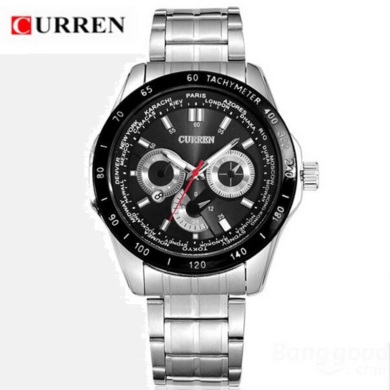 CURREN 8150 Stainless Steel Band Quartz Analog Men Wrist Watch - MRSLM