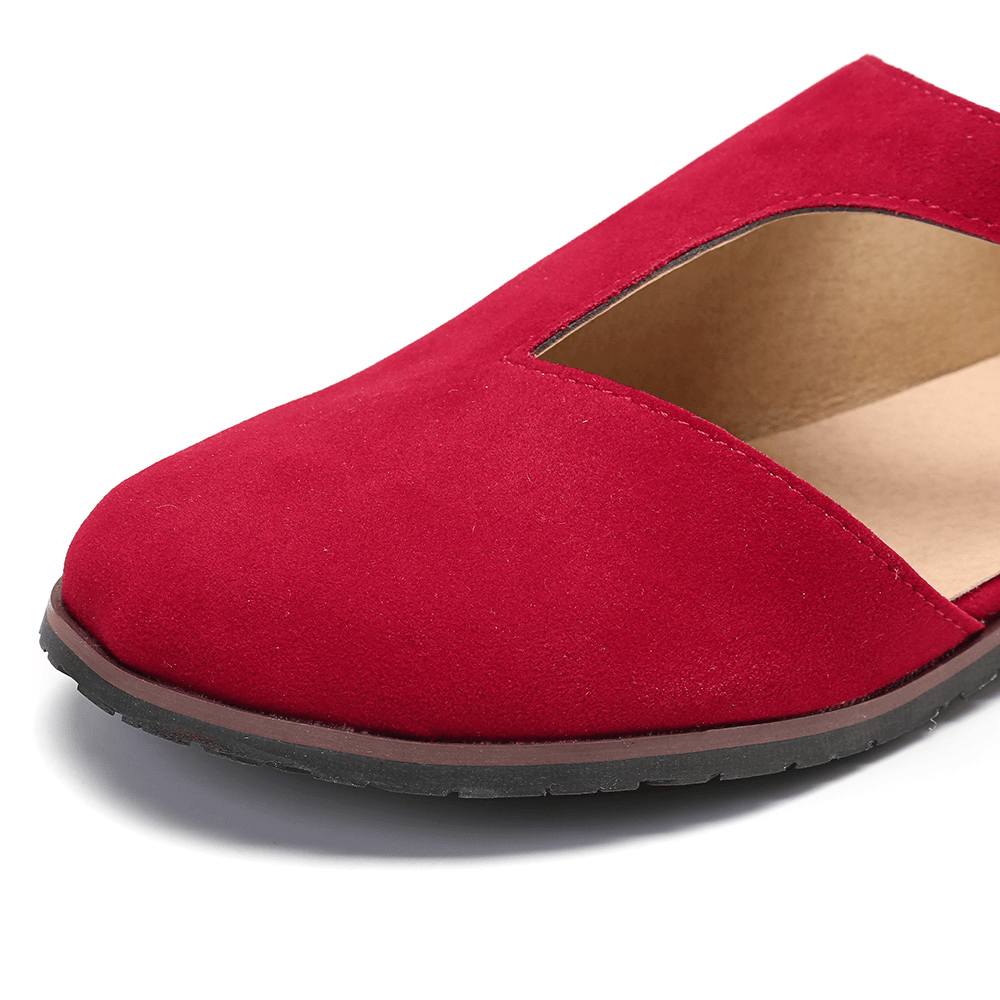 Women Comfy Suede Buckle Pure Color Flats - MRSLM