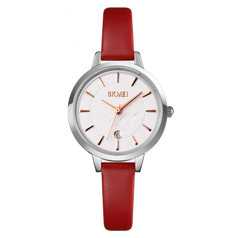 SKMEI 1705 Simple Women Watch Creative Dial Date Display Leather Strap Fashion Lady Quartz Watch - MRSLM