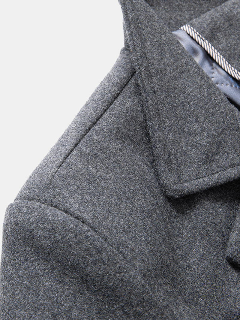 Mens Business Single-Breasted Solid Color Woolen Cloth Trench Coats - MRSLM