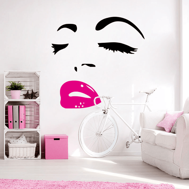 Miico FX1258 Red Lip Beauty Girl Wall Sticker Wall Art Home Decoration Stiker - MRSLM