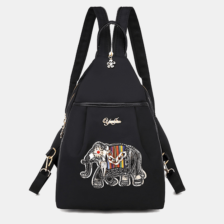 Women Fashion Elephant Pattern Embroidery Cute Chest Bag Backpack - MRSLM