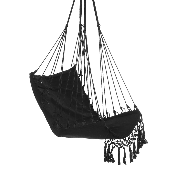 Tassel Hanging Chair Canvas Swing Hanging Chair Stable Indoor Outdoor Garden Travel Swing - MRSLM