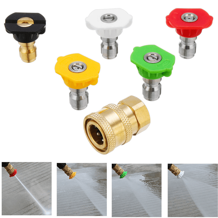 0 15 25 40 Degree Soap Quick Release Connect Jet Power Wash Spray Nozzle Tip Set - MRSLM