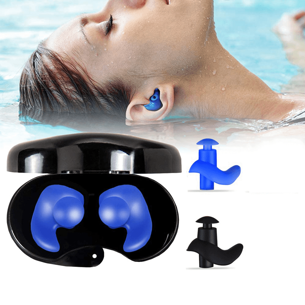 1 Pair Swimming Earplugs Waterproof Reusable Silicone Ear Plugs Showering Bathing Surfing Snorkeling for Adults - MRSLM