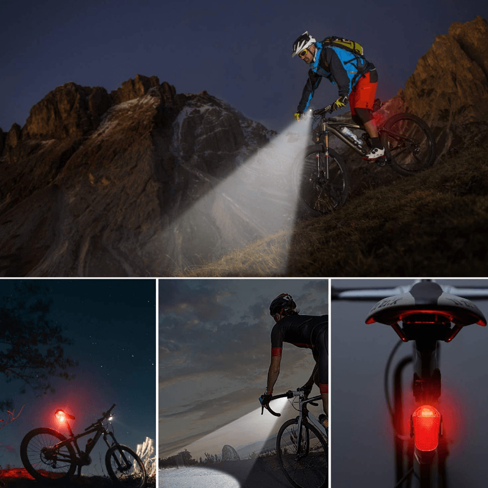 BIKIGHT 320LM Bike Light Headlight + 120LM Tail Light 3 Modes Adjustable Front Handlebar Lamp USB Charging Waterproof Flashlight - MRSLM