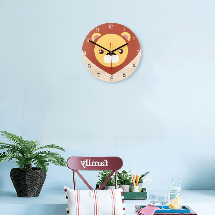 28Cm Animal Mute round Wall Clock Modern Home Living Room Kitchen Watch Decor - MRSLM